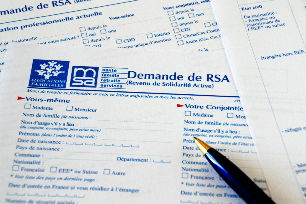 Papier de demande de RSA